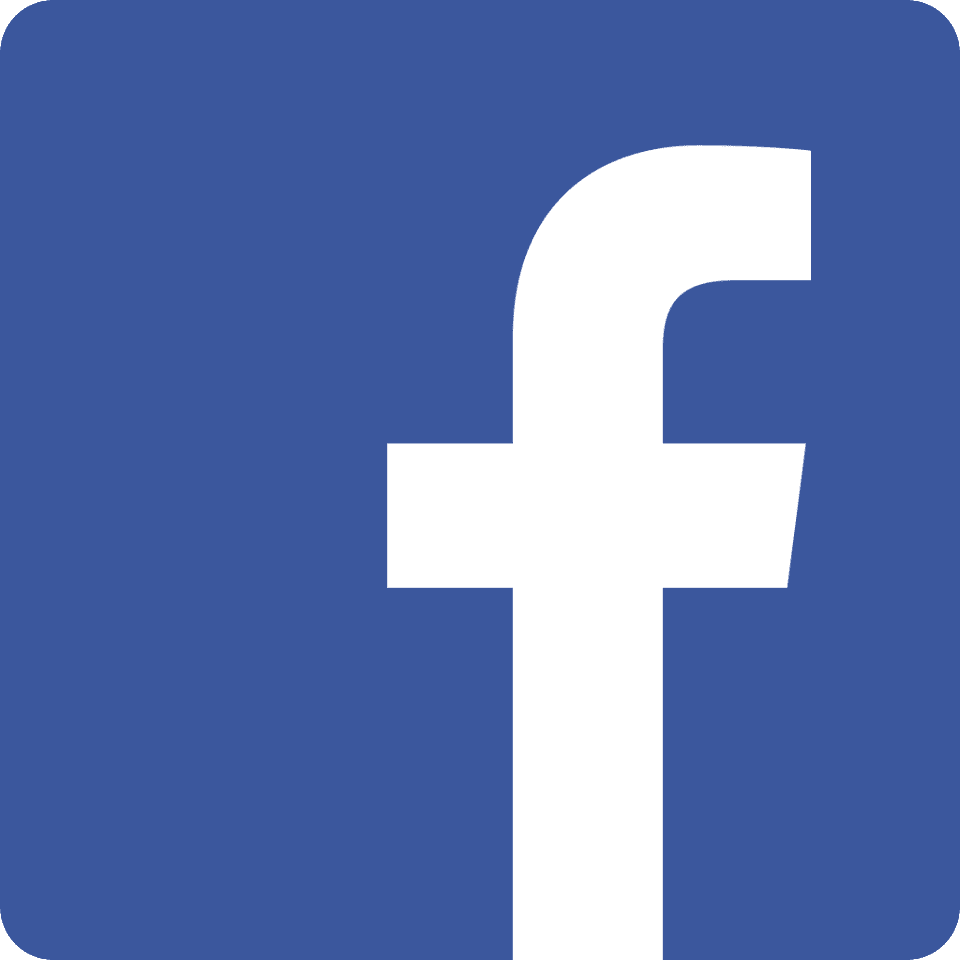 Facebook logo on a blue background.